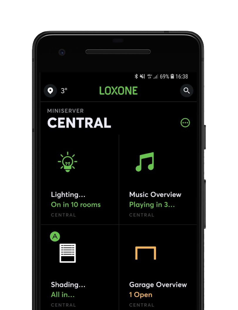 Loxone Smart-Home-Steuerung Mockup